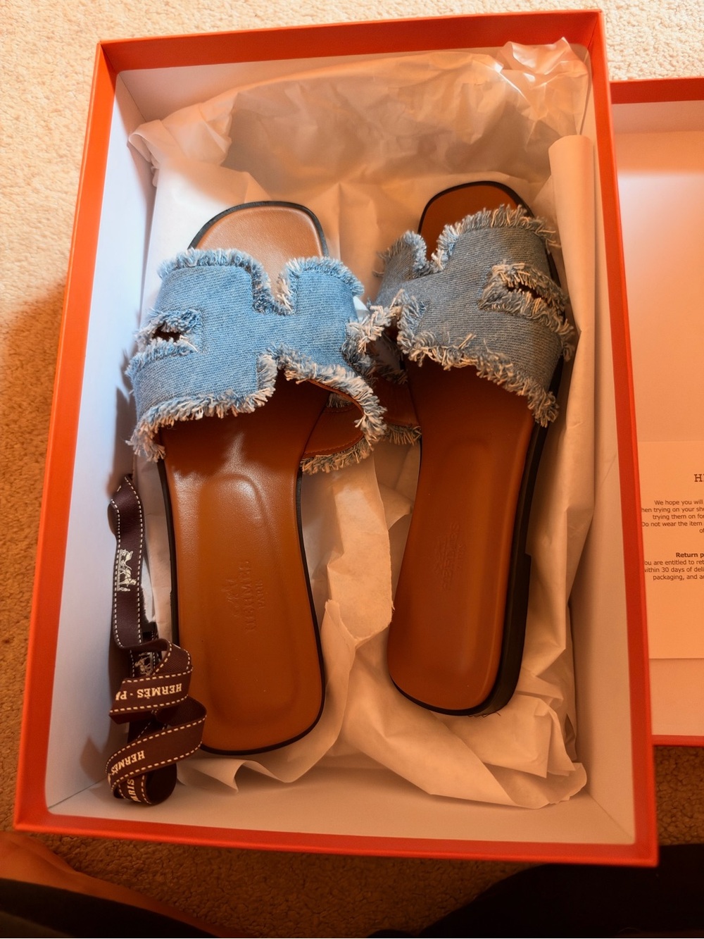 Hermes Oran denim sandals